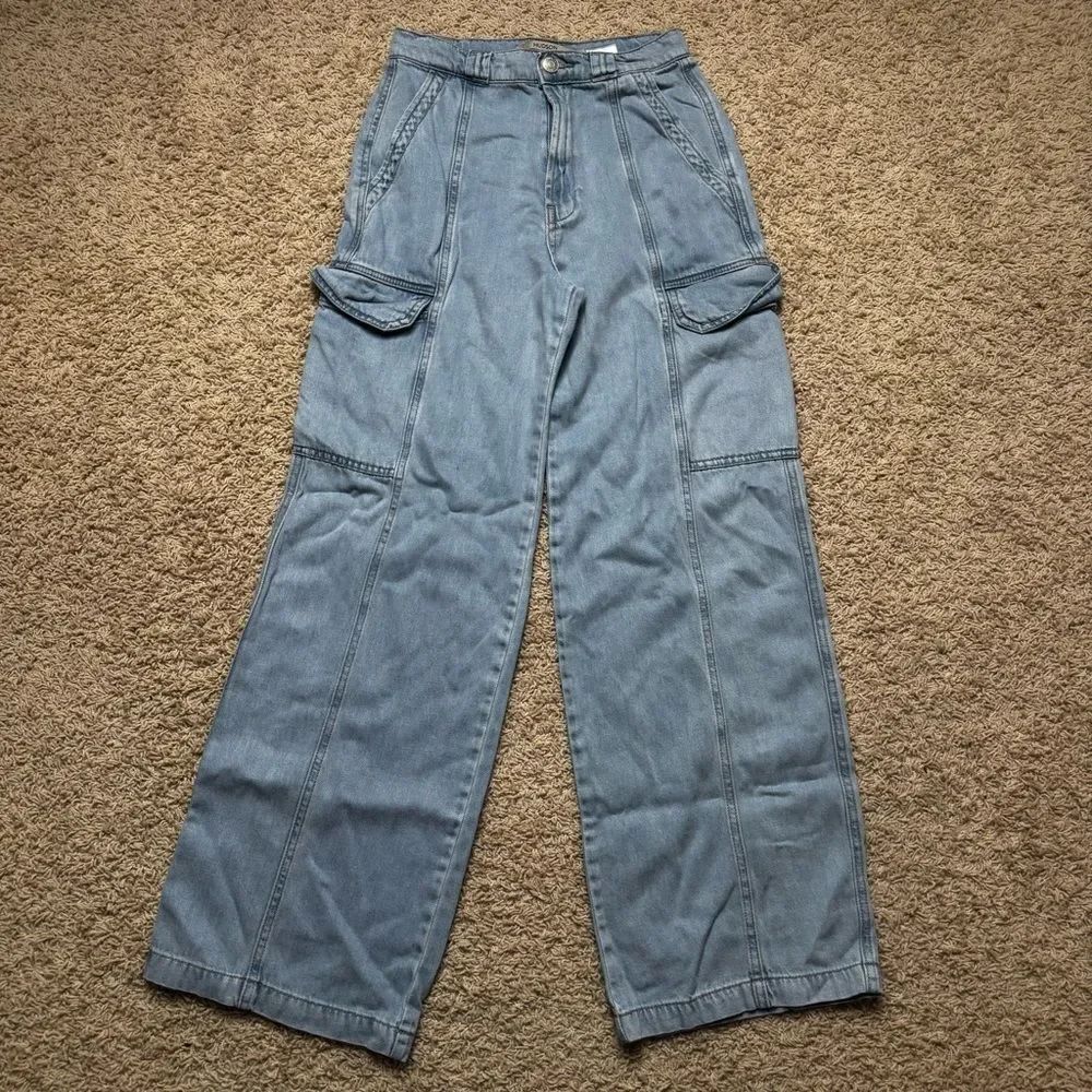 Hudson Jeans Wide Leg Denim Light Wash Jeans Cargo Denim Size 25
